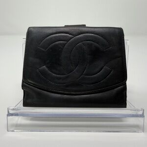 Chanel Black Lambskin Leather Wallet with Iconic CC Logo
